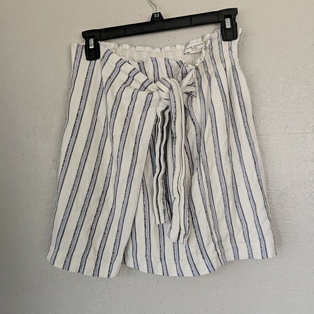 Striped Wrap Skirt 8 Blue White Cream Parisian Beach Coastal Festival Indie